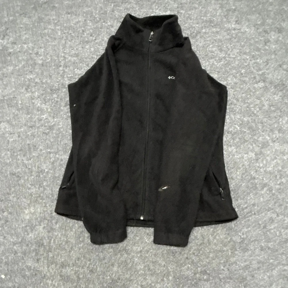 Columbia Fleece Jacket Womens Size M Black Omni-Heat Full Zip Mock Neck Outdoor